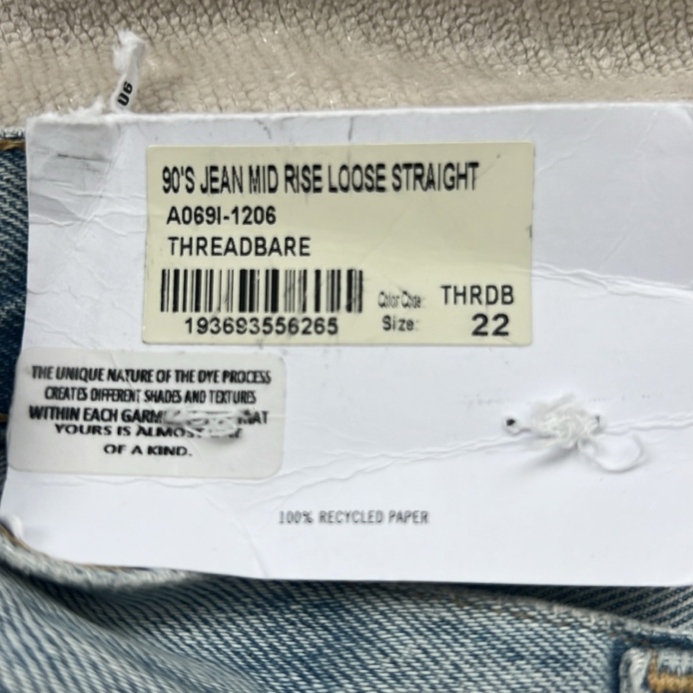 AGOLDE 90s Mid Rise Straight Leg Jeans In Threadbare In Blue! - Picture 4 of 6